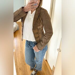 Raw Distressed Leather Blazer | Artisan Patchwork | Boho Moto Jacket